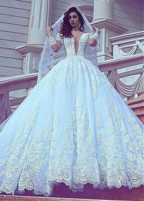 sky blue lace wedding dresses ball gown ...